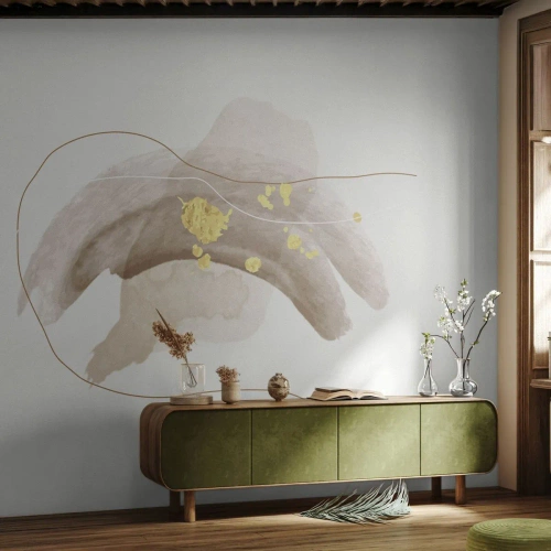 Fototapete Premium Sand - Eine abstrakte Komposition in Beige und Gold auf hellem Hintergrund. - 100x70cm - Im Weltraum begegnet - Moderne Wanddekoration für Wohnzimmer und Schlafzimmer ARTTOR