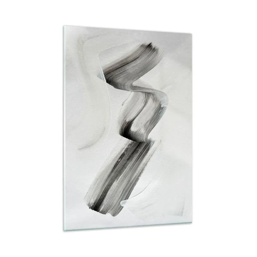 Glasbild - Bild auf glas - Grauer abstrakter Pinselstrich auf hellem Hintergrund - 50x70cm - Lässig zum Spaß - Moderne Wanddekoration für Wohnzimmer und Schlafzimmer ARTTOR