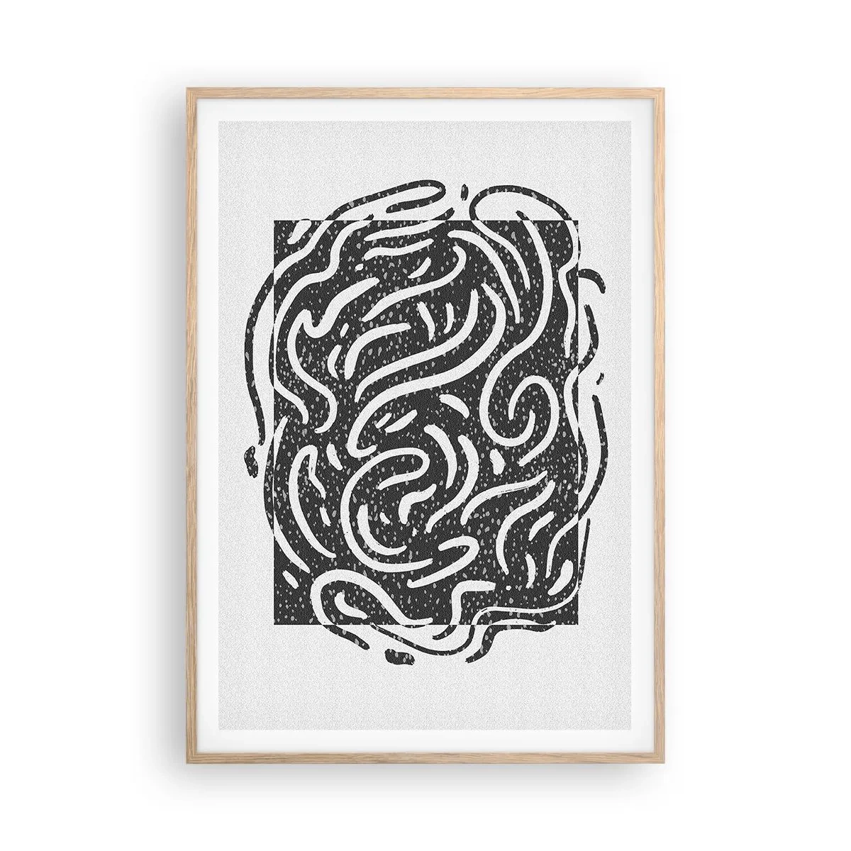 Poster in einem Rahmen aus heller Eiche - Abstraktion: Freudentanz - 70x100 cm