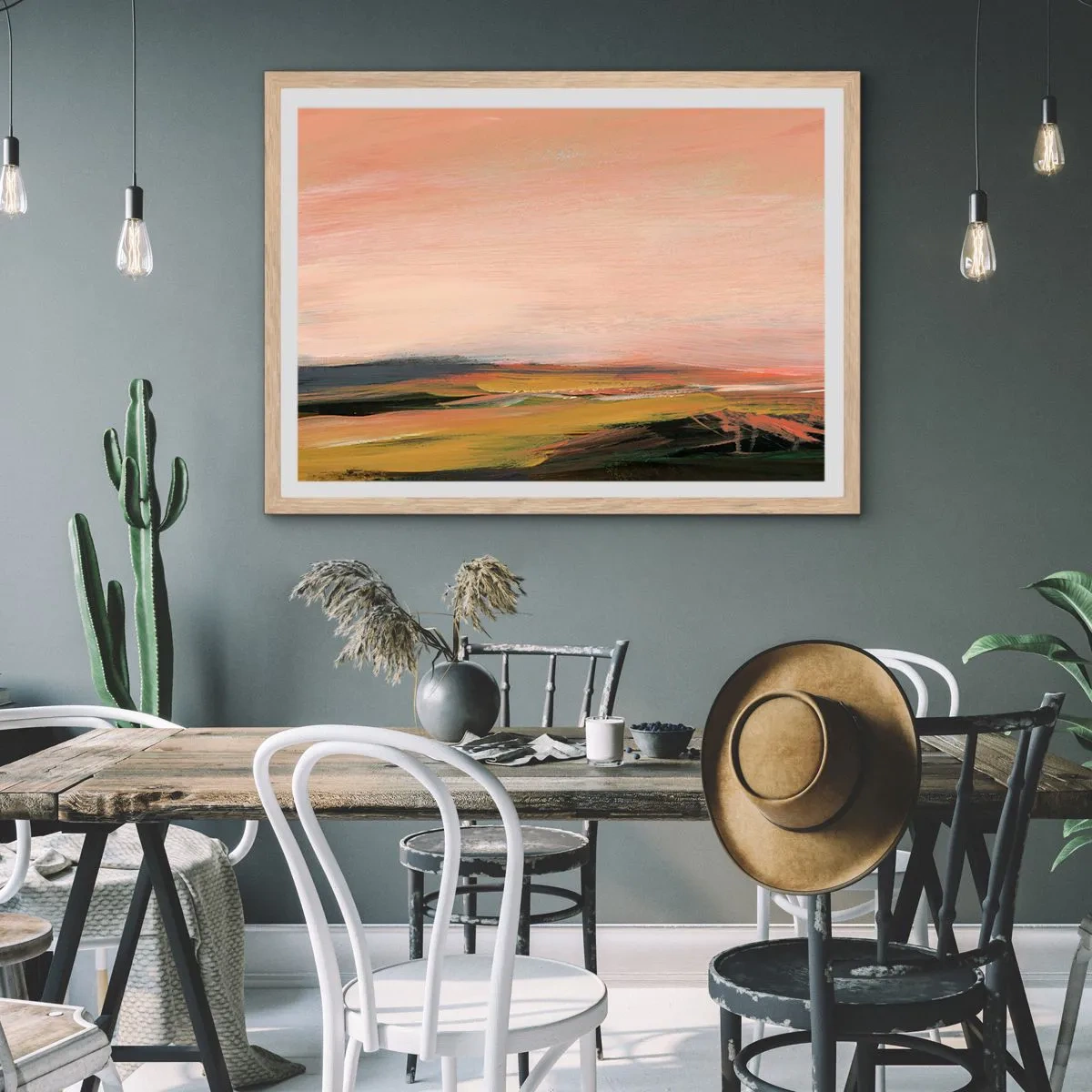 Poster in einem Rahmen aus heller Eiche - In Rosatönen - 40x30 cm