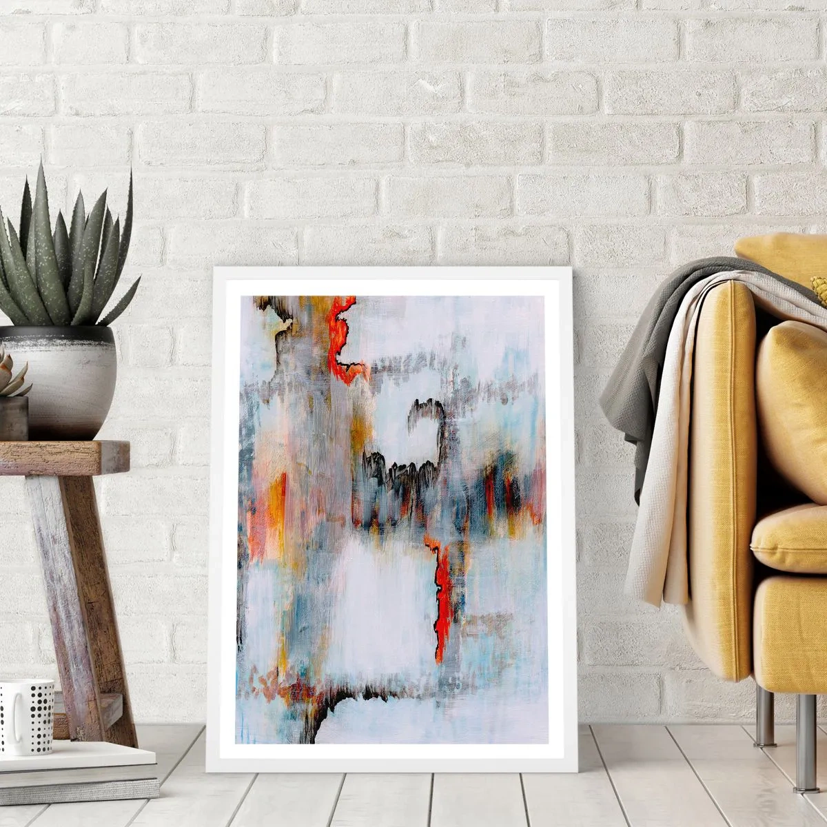 Poster in einem weißen Rahmen - Ein Stock auf dem Wasser - 50x70 cm