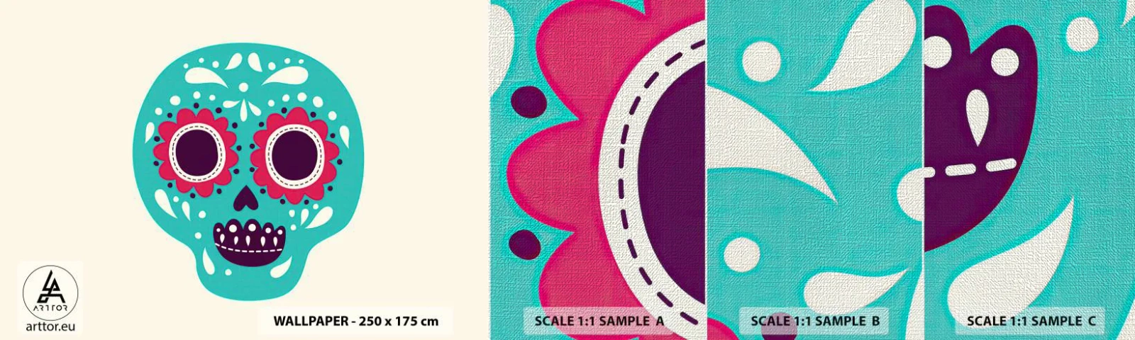 Fototapeten Muster Premium Canvas - Das Leben – Spaß bis zum Tod - Schädel, Mexiko, Mexikaner - 100x30 cm