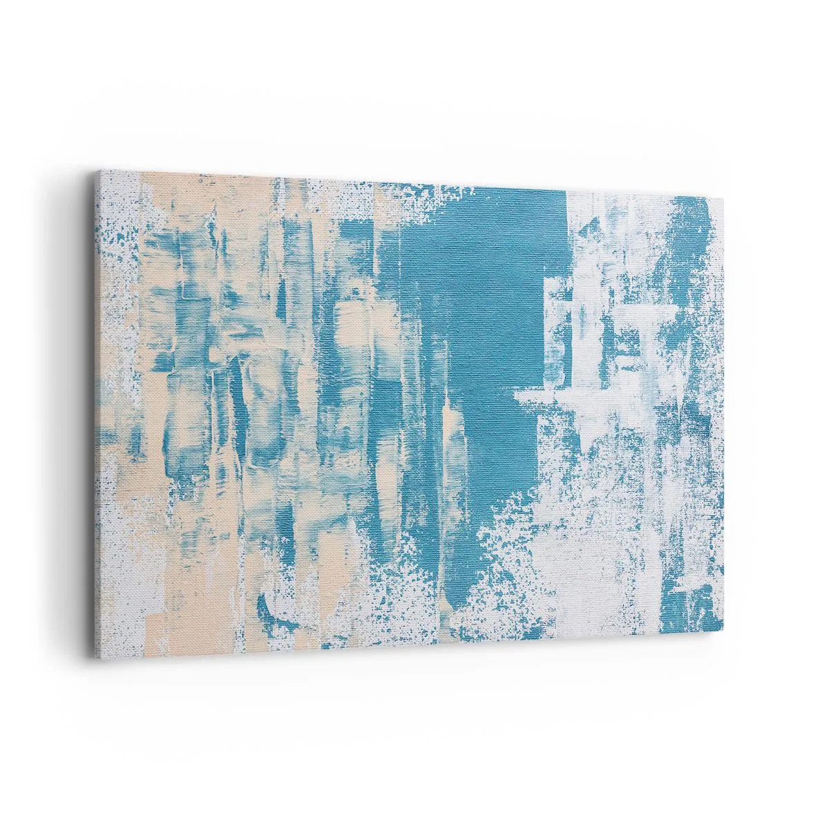 Bild auf Leinwand - Leinwandbild - Abstrakte Komposition in Blau- und Weißtönen - 100x70cm - Durch einen Eiszapfen - Moderne Wanddekoration für Wohnzimmer und Schlafzimmer ARTTOR