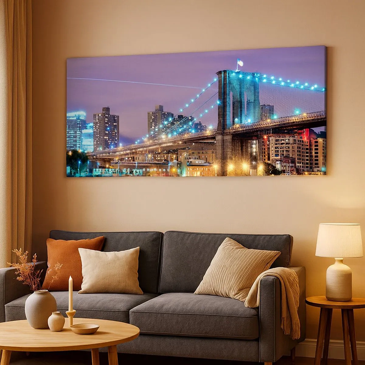 Bild auf Leinwand - Leinwandbild - Seit vielen Jahren die Brooklyn Bridge - 100x40 cm