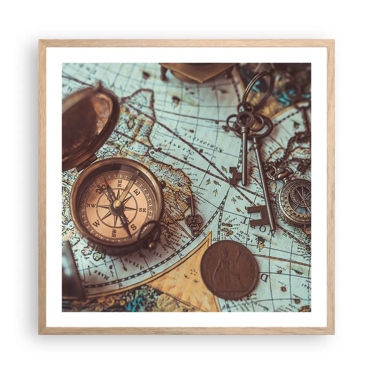 Poster in einem Rahmen aus heller Eiche - Für den Abenteurer - 60x60 cm