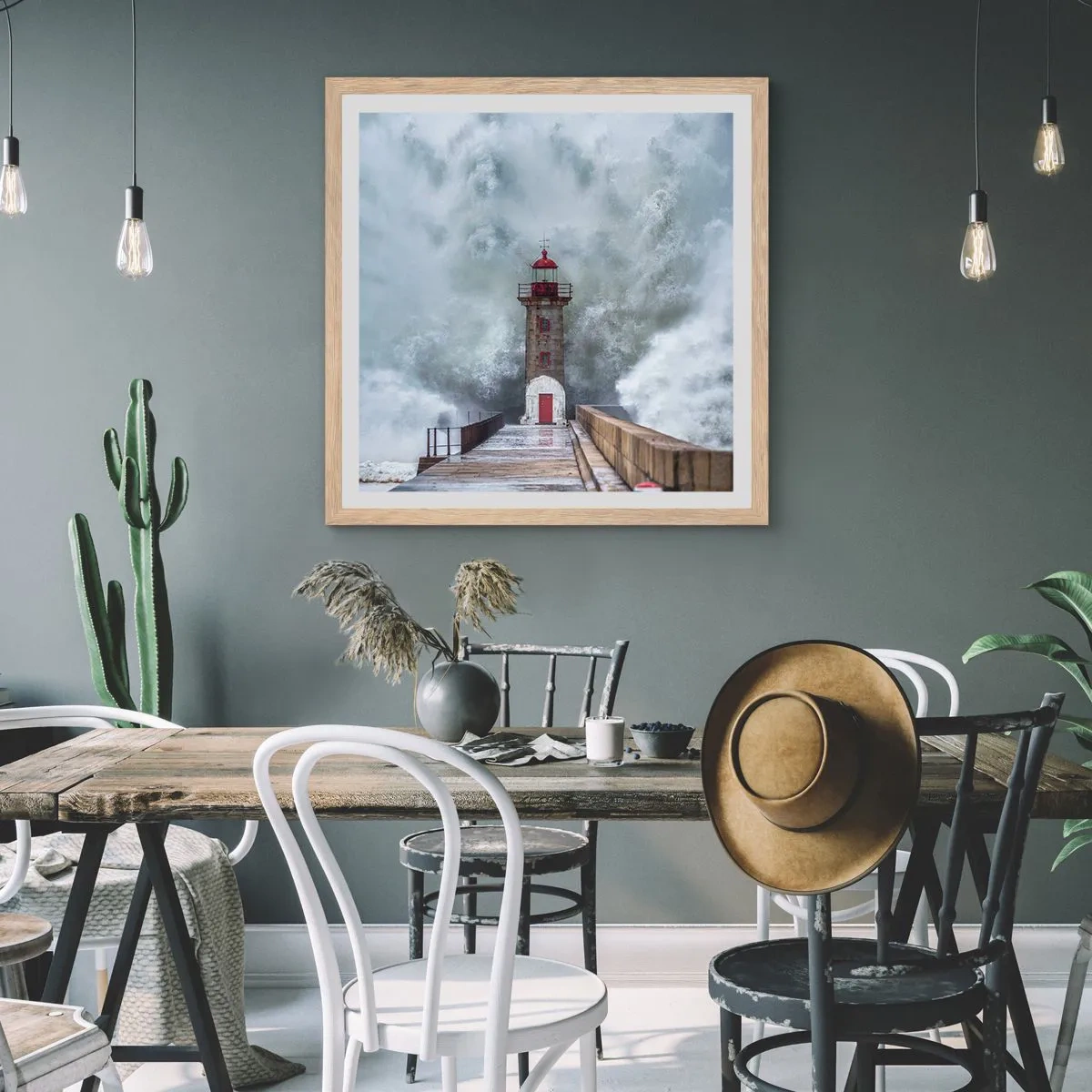 Poster in einem Rahmen aus heller Eiche - Das Rauschen des Wassers, der Lärm wird wehen - 30x30 cm