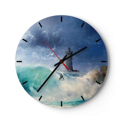 Wanduhr - Glasuhr - Auf der Hut vor den Elementen - 40x40 cm