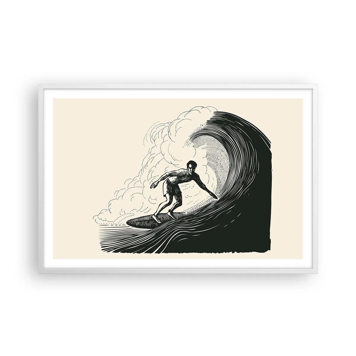 Poster in einem weißen Rahmen - König der Welle - 91x61 cm