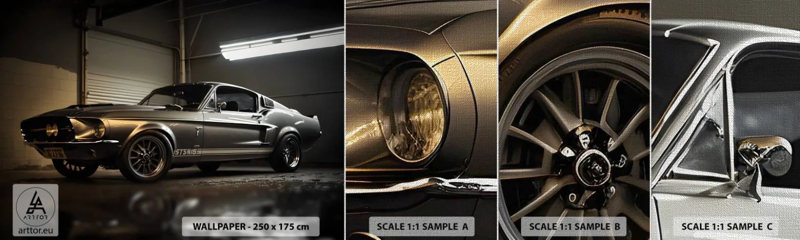 Fototapeten Muster Premium Canvas - Zurück in die Vergangenheit - Sportwagen, Retro, Klassisch - 100x30 cm