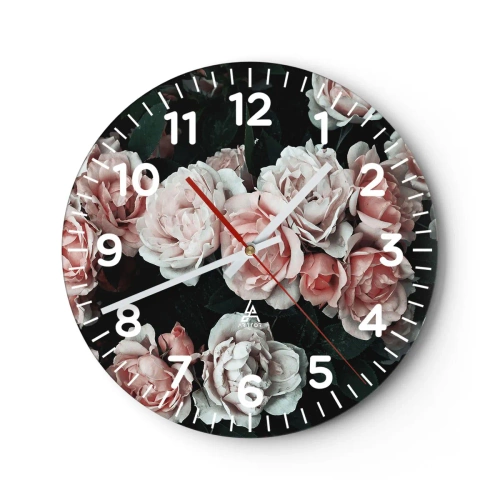 Wanduhr - Glasuhr - Rosen-Ensemble - 40x40 cm