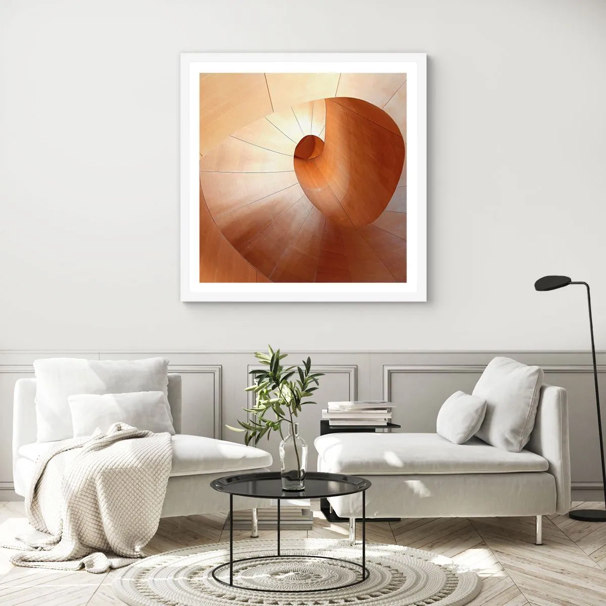 Poster in einem weißen Rahmen - Architektonische Serpentine - 60x60 cm