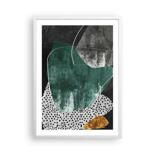Poster in einem weißen Rahmen - Bunte Abstraktion mit Blattgold - 50x70 cm