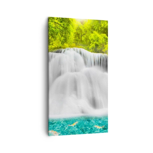 Bild auf Leinwand - Leinwandbild - Eine schaumige Kaskade von grün bis azurblau - 45x80 cm