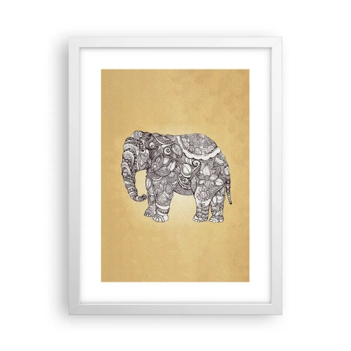 Poster in einem weißen Rahmen - Elefant verhüllte sich - 30x40 cm