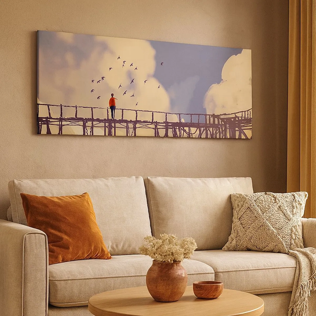 Bild auf Leinwand - Leinwandbild - Blaue Sehnsucht - 100x40 cm