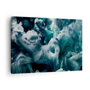 Bild auf Leinwand - Leinwandbild - Dynamische abstrakte Wellen in Blau- und Weißtönen - 70x50cm - Farbbewegung - Moderne Wanddekoration für Wohnzimmer und Schlafzimmer ARTTOR