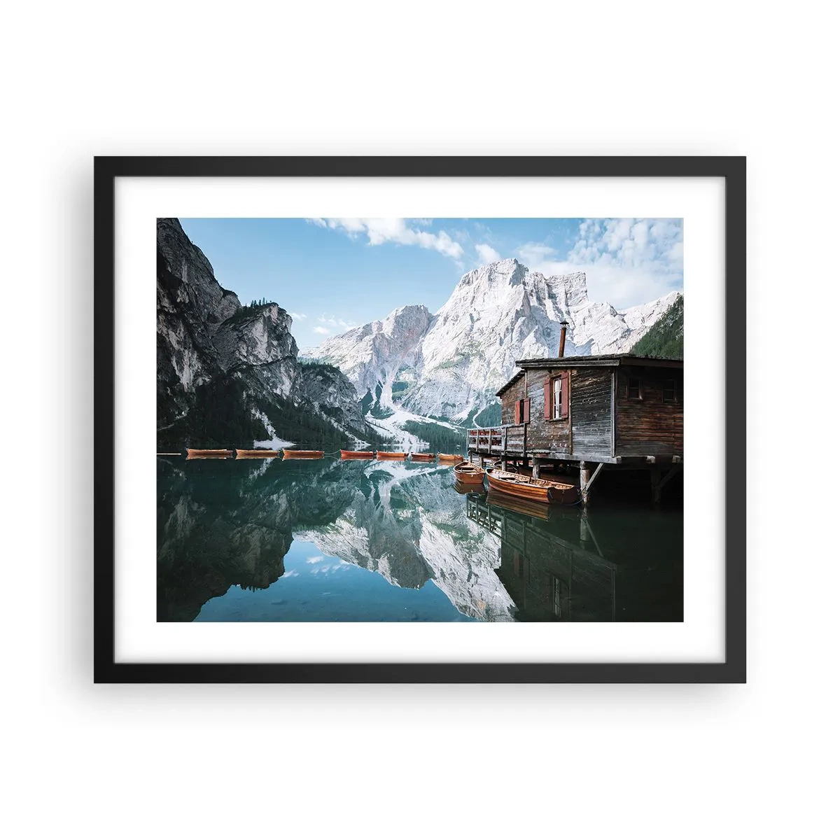 Poster in einem schwarzem Rahmen - Kristallklarer Bergmorgen - 50x40 cm