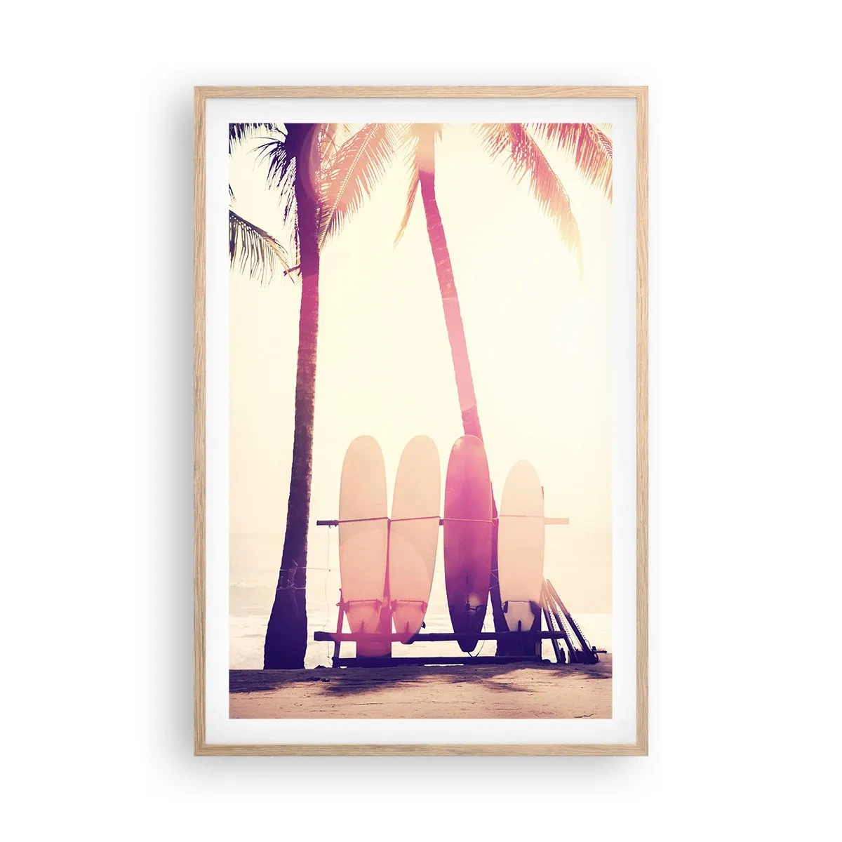 Poster in einem Rahmen aus heller Eiche - Es wird ein toller Tag - 61x91 cm