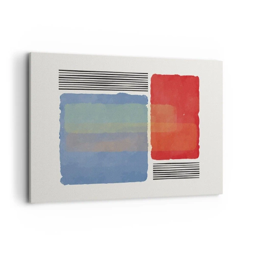 Bild auf Leinwand - Leinwandbild - Geometrische Komposition mit farbigen Blöcken und Linien - 120x80cm - Der Geist und der Buchstabe der Geometrie - Moderne Wanddekoration für Wohnzimmer und Schlafzimmer ARTTOR