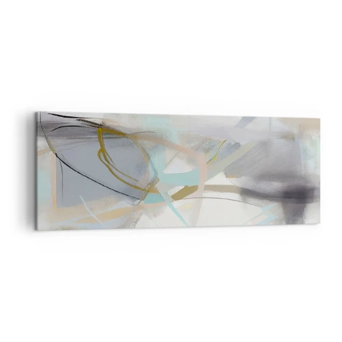 Bild auf Leinwand - Leinwandbild - Pastellabstraktion mit zarten Linien - 140x50cm - Neblige Abstraktion - Moderne Wanddekoration für Wohnzimmer und Schlafzimmer ARTTOR