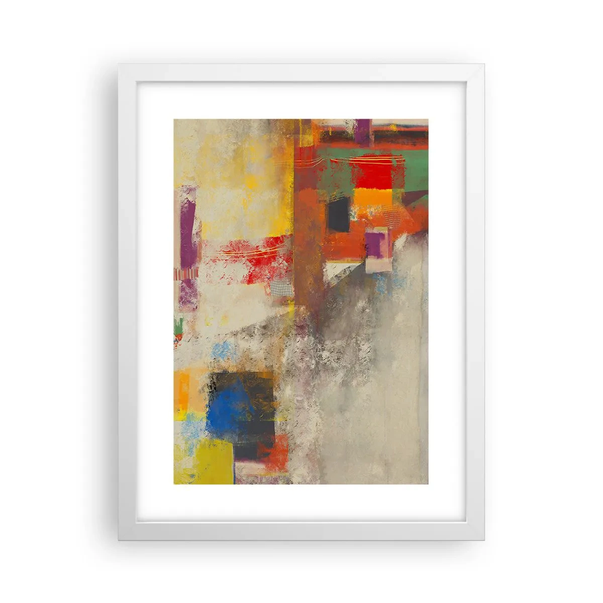 Poster in einem weißen Rahmen - Geometrie der Farben - 30x40 cm
