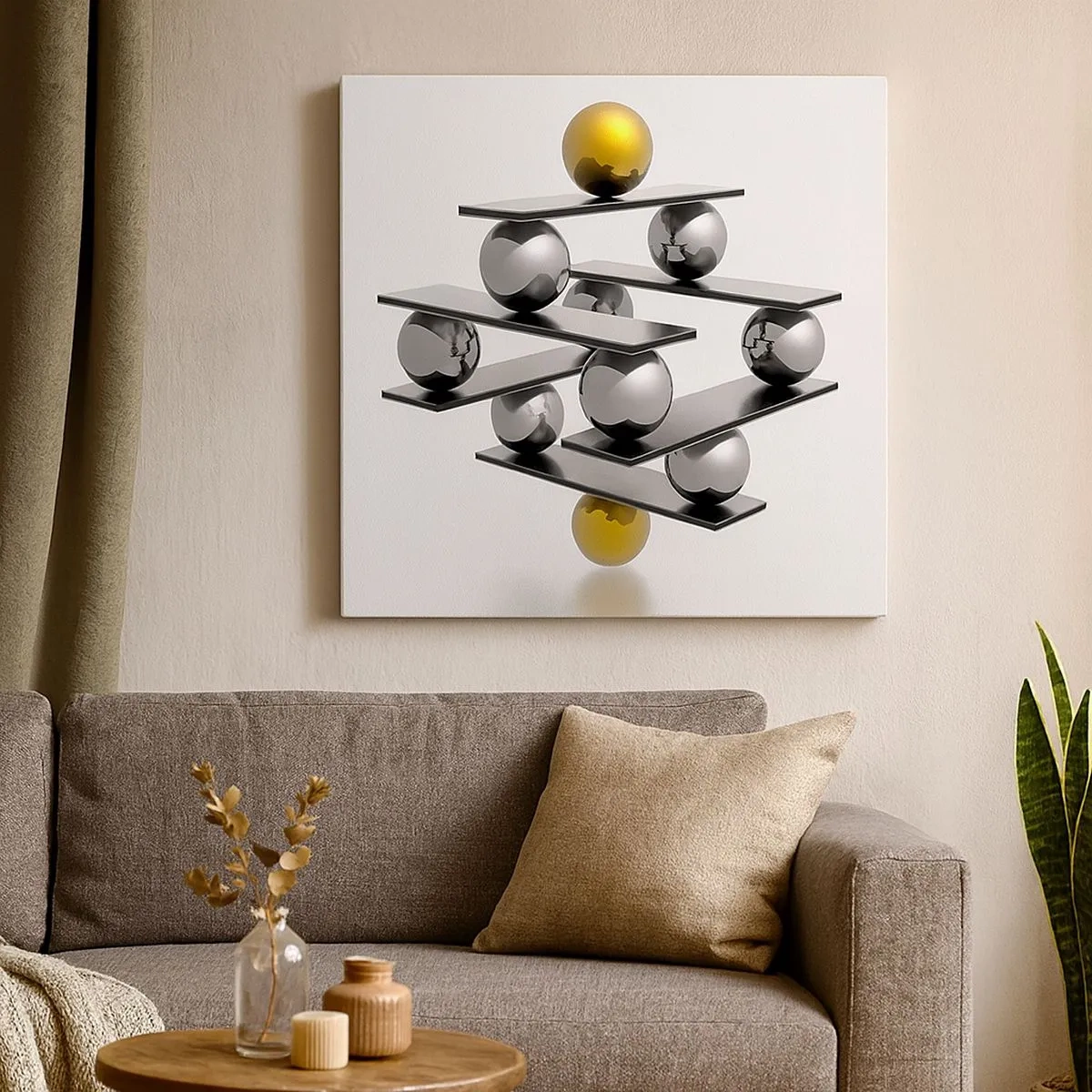 Bild auf Leinwand - Leinwandbild - Gold- und Silberbalance - 30x30 cm