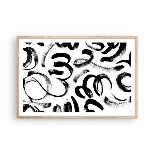 Poster in einem Rahmen aus heller Eiche - Schwarz auf Weiß - 91x61 cm