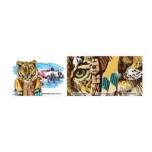Fototapeten Muster Premium Canvas - Nicht so wild, wie sie ihn zeichnen - Abstraktion, Tiger, Berge - 100x30 cm