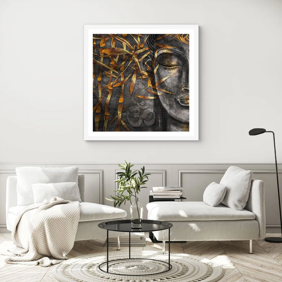 Poster in einem weißen Rahmen - Fühle den Frieden - 50x50 cm