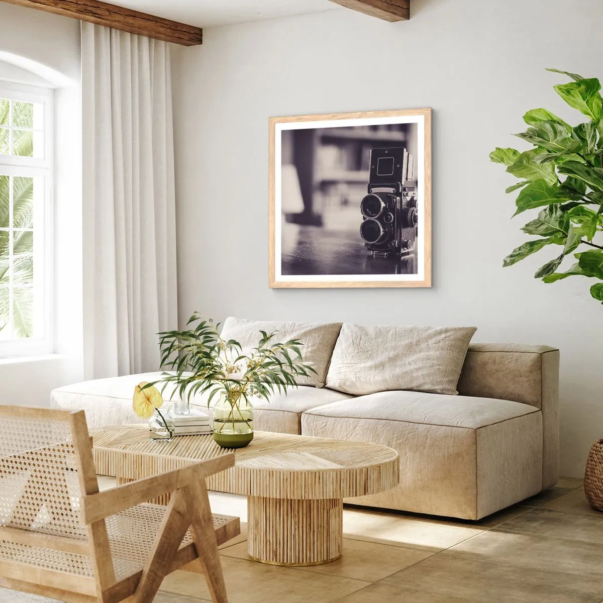 Poster in einem Rahmen aus heller Eiche - Zauber alter Fotografie - 40x40 cm