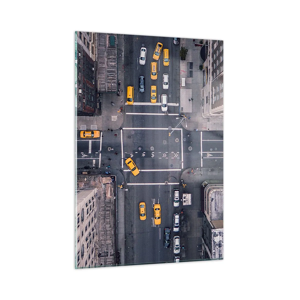 Glasbild - Bild auf glas - Luftaufnahme einer belebten Kreuzung in der Stadt - 50x70cm - Eine einfache Wahl - Moderne Wanddekoration für Wohnzimmer und Schlafzimmer ARTTOR