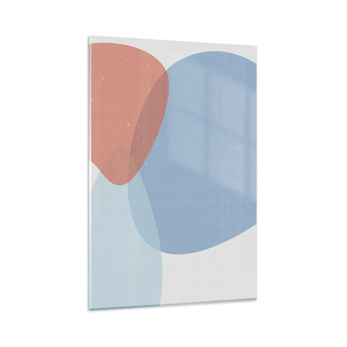 Glasbild - Bild auf glas - Eine abstrakte Komposition in Pastelltönen von Blau und Rosa mit organischen Formen. - 80x120cm - Pastellbeziehungen - Moderne Wanddekoration für Wohnzimmer und Schlafzimmer ARTTOR