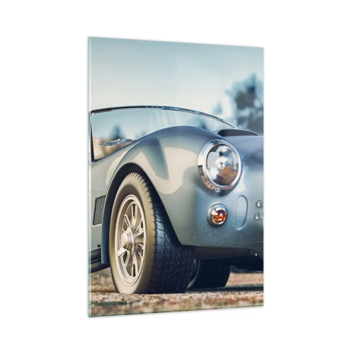 Glasbild - Bild auf glas - Ein Sportwagen mit Bergen im Hintergrund - 50x70cm - Denn Stil zählt - Moderne Wanddekoration für Wohnzimmer und Schlafzimmer ARTTOR