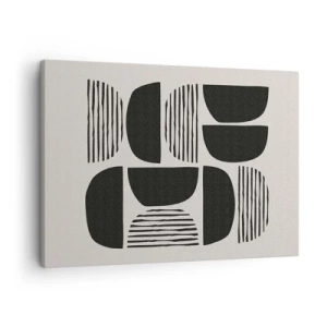 Bild auf Leinwand - Leinwandbild - Geometrie mit Halbkreisen und Linien in Schwarz auf hellem Hintergrund - 70x50cm - Halbherzige Deals - Moderne Wanddekoration für Wohnzimmer und Schlafzimmer ARTTOR