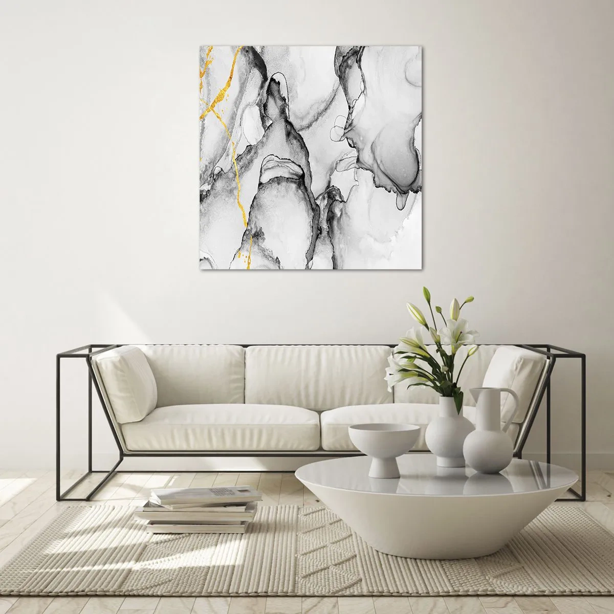 Glasbild - Bild auf glas - Komposition mit Goldmotiv - 40x40 cm