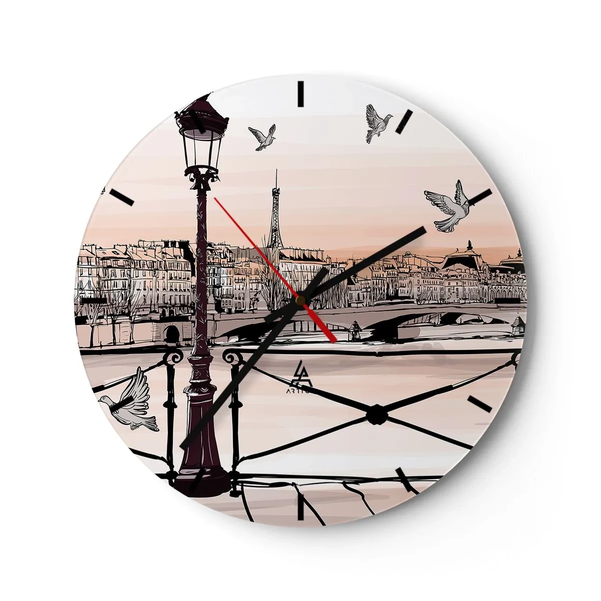 Wanduhr - Glasuhr - Über den Dächern von Paris - 40x40 cm