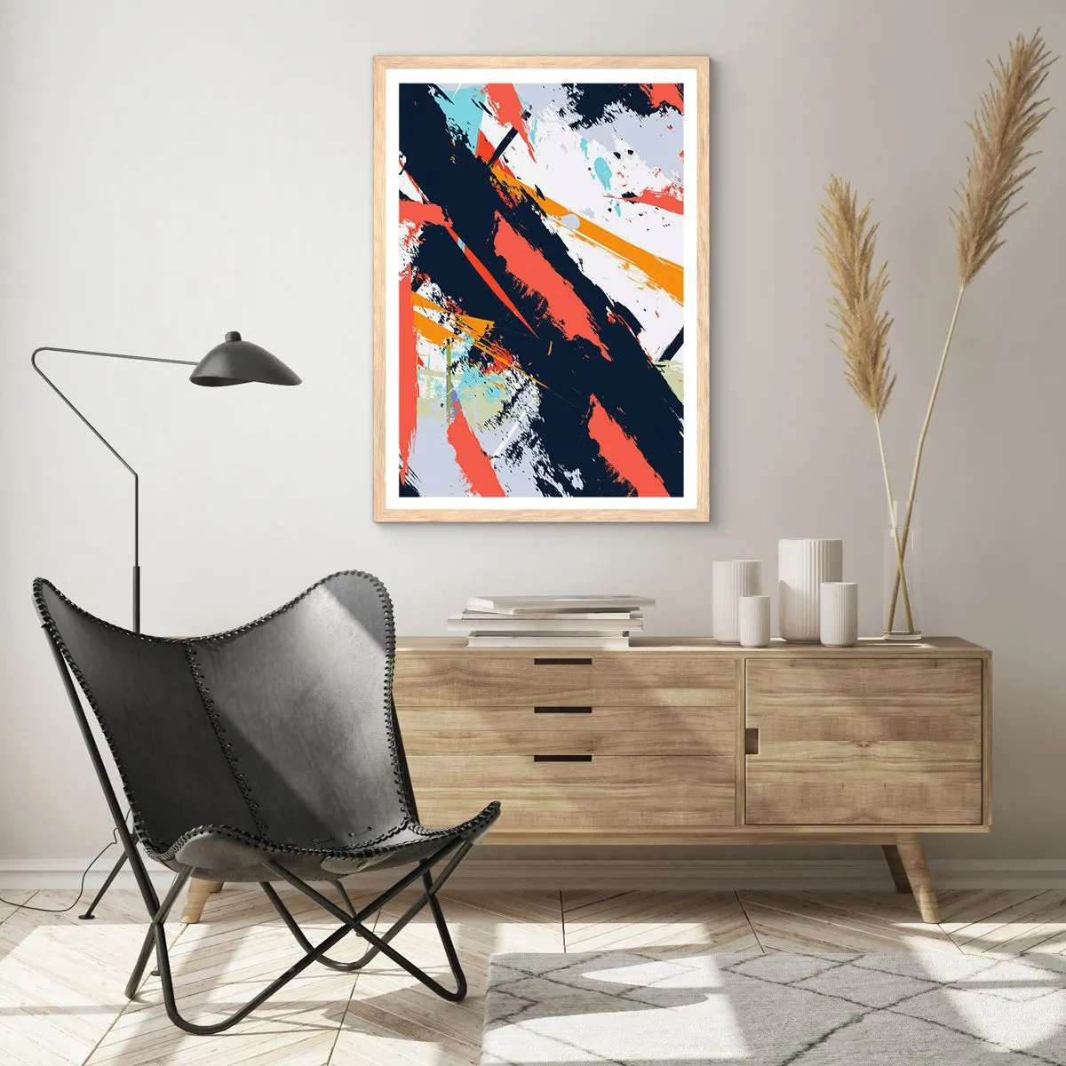 Poster in einem Rahmen aus heller Eiche - Dynamische Komposition - 30x40 cm