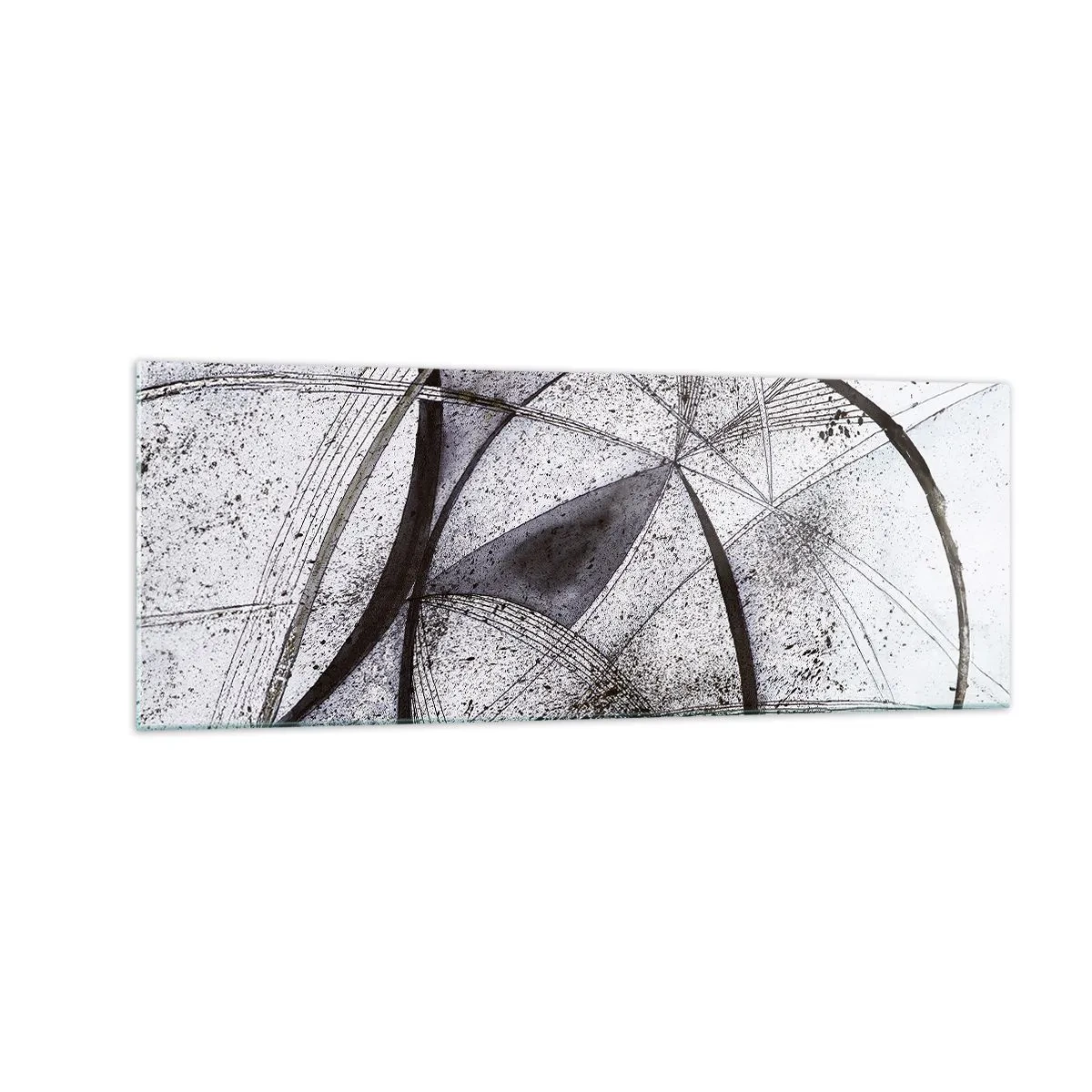Glasbild - Bild auf glas - Abstrakte Linien und Formen in Grau- und Schwarztönen - 140x50cm - Futuristische Fantasie - Moderne Wanddekoration für Wohnzimmer und Schlafzimmer ARTTOR