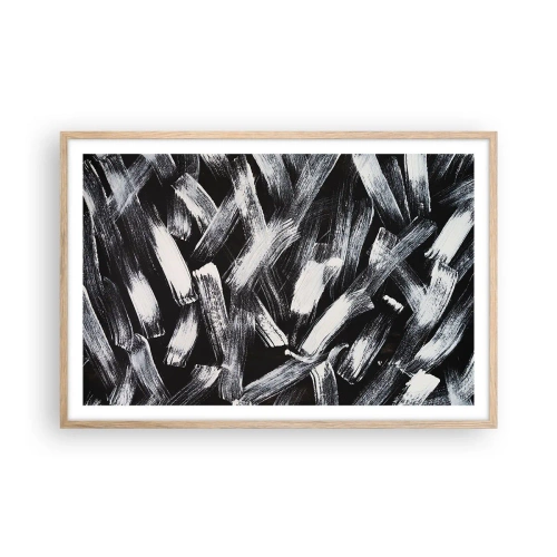 Poster in einem Rahmen aus heller Eiche - Abstraktion im industriellen Geist - 91x61 cm