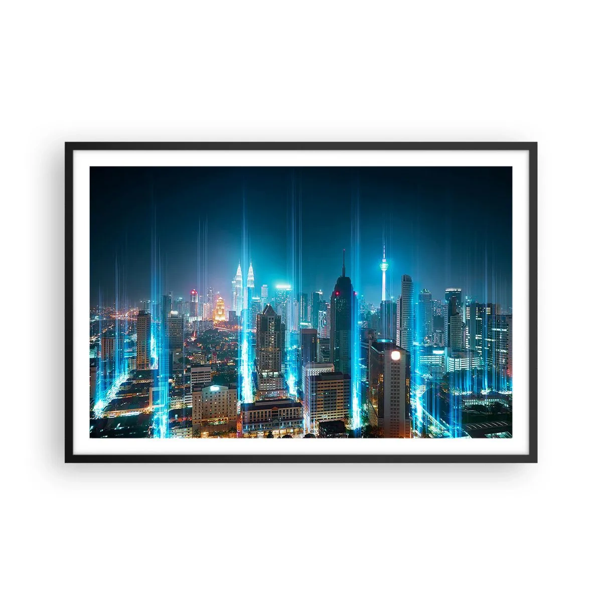 Poster in einem schwarzem Rahmen - Auf Berliner Art gegen den Himmel - 91x61 cm