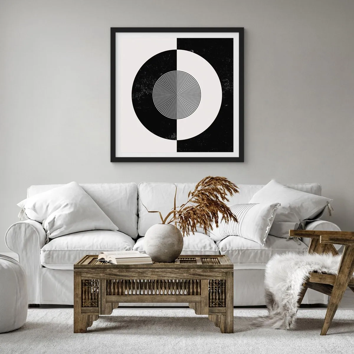 Poster in einem schwarzem Rahmen - Harmonie in Schwarz und Weiß - 30x30 cm