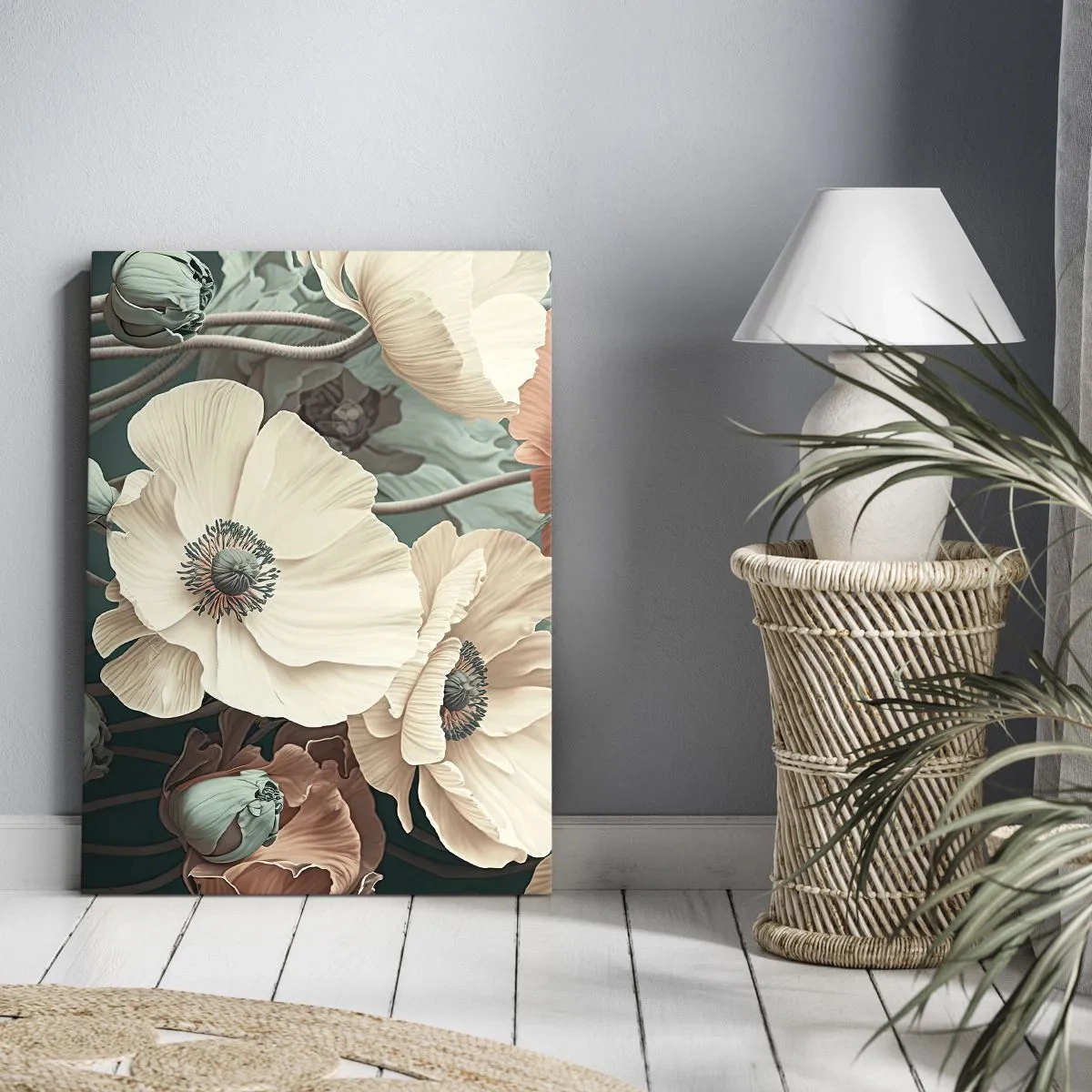 Bild auf Leinwand - Leinwandbild - Flüstern von Mohnblumen - 45x80 cm