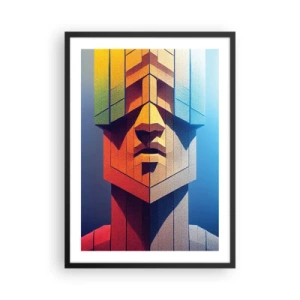 Poster in einem schwarzem Rahmen - Ein monumentales Gesicht im geometrischen Stil - 50x70cm - Ein Mann mit Prinzipien - Moderne Wanddekoration für Wohnzimmer und Schlafzimmer ARTTOR