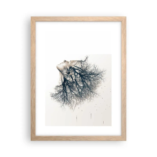 Poster in einem Rahmen aus heller Eiche - Dem Rauschen der Bäume lauschen - 30x40 cm