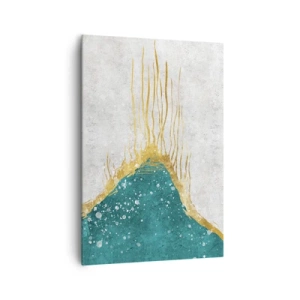 Bild auf Leinwand - Leinwandbild - Eine abstrakte Komposition in Gold- und Türkistönen - 70x100cm - Goldene Flut - Moderne Wanddekoration für Wohnzimmer und Schlafzimmer ARTTOR