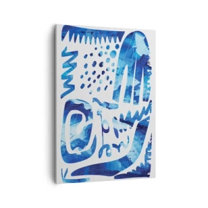 Bild auf Leinwand - Leinwandbild - Abstraktes Muster in Blautönen - 50x70cm - Zurück zu den Wurzeln - Moderne Wanddekoration für Wohnzimmer und Schlafzimmer ARTTOR
