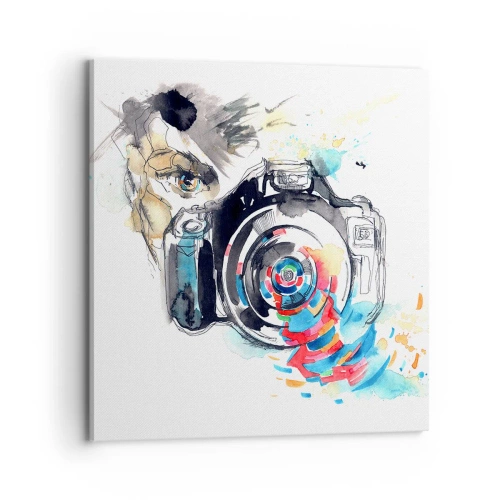 Bild auf Leinwand - Leinwandbild - Im Auge der Linse - 70x70 cm