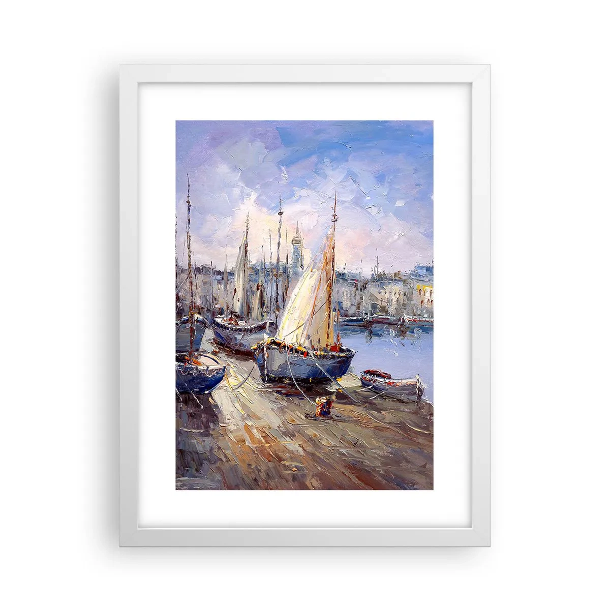 Poster in einem weißen Rahmen - Stadt an der Bucht - 30x40 cm