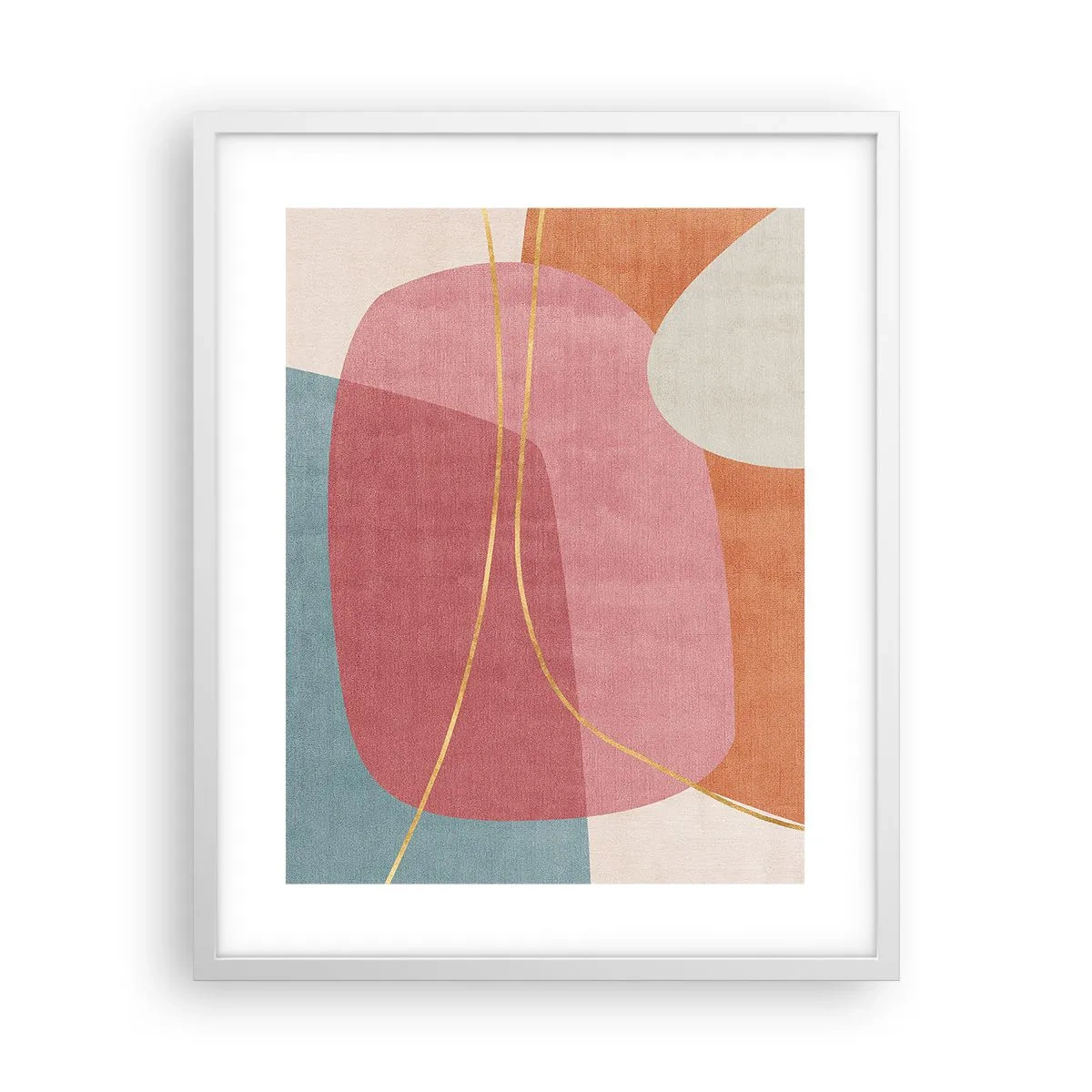 Poster in einem weißen Rahmen - Pastellkomposition mit Goldfaden - 40x50 cm