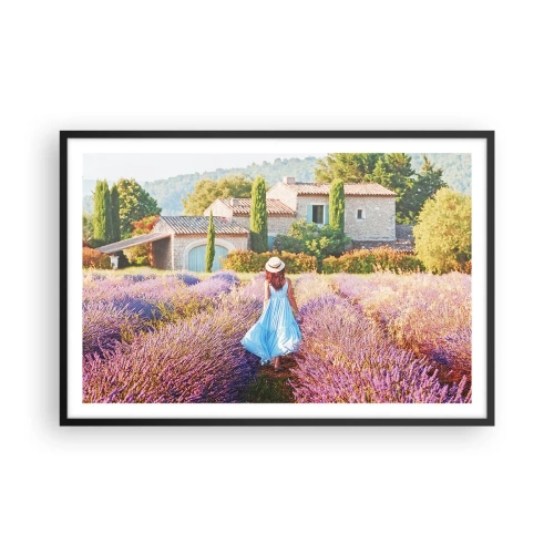 Poster in einem schwarzem Rahmen - Lavendel Mädchen - 91x61 cm